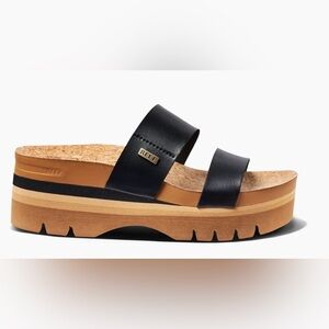 Reef Women's Black and Tan Slide Sandals